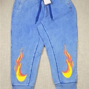 Nike Men’s Sportswear French Terry Flames Sweatpants Blue DZ3054-480 Size Small